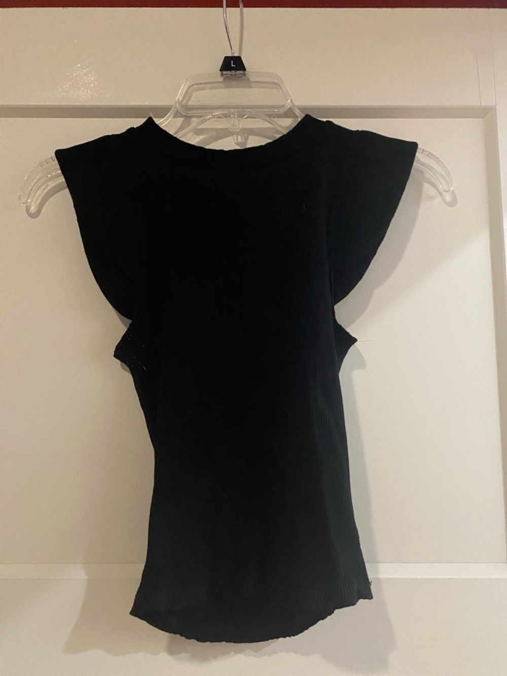 Alya Black Ribbed Tank with Flutter Cap Sleeves